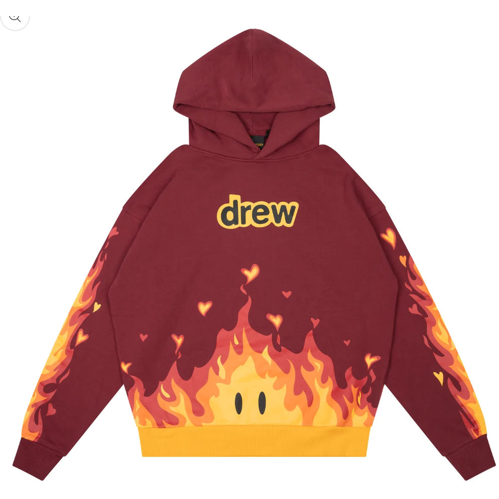 Drew house fire hoodie burgundy