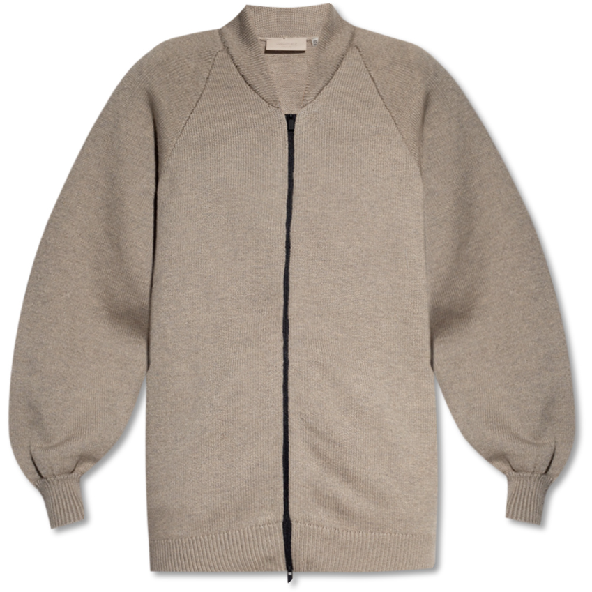 Fear of God Essentials Gray Knit Zip-Up Sweater