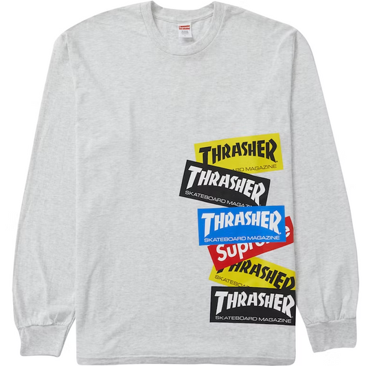 Supreme Thrasher Multi Logo L/S Tee Ash Grey