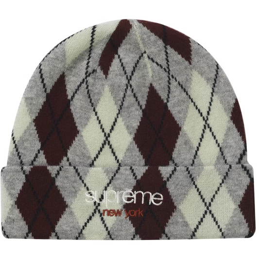 Supreme Argyle Cashmere Beanie Grey