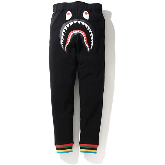 BAPE Shark Line Rib Slim Sweatpants Black