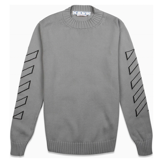 Off-White Diag Outline Knit Crewneck Medium Grey