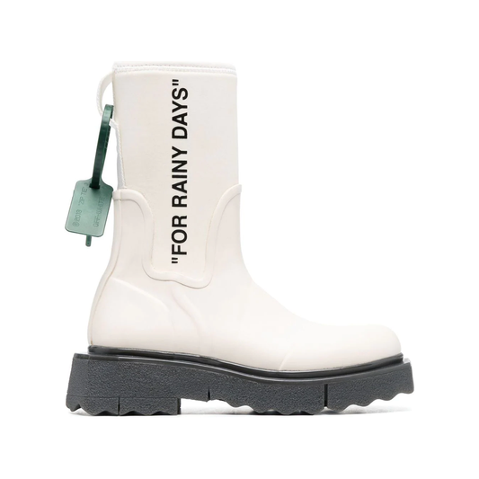 Off White Sponge Rubber Rainboot Black Black White (W)