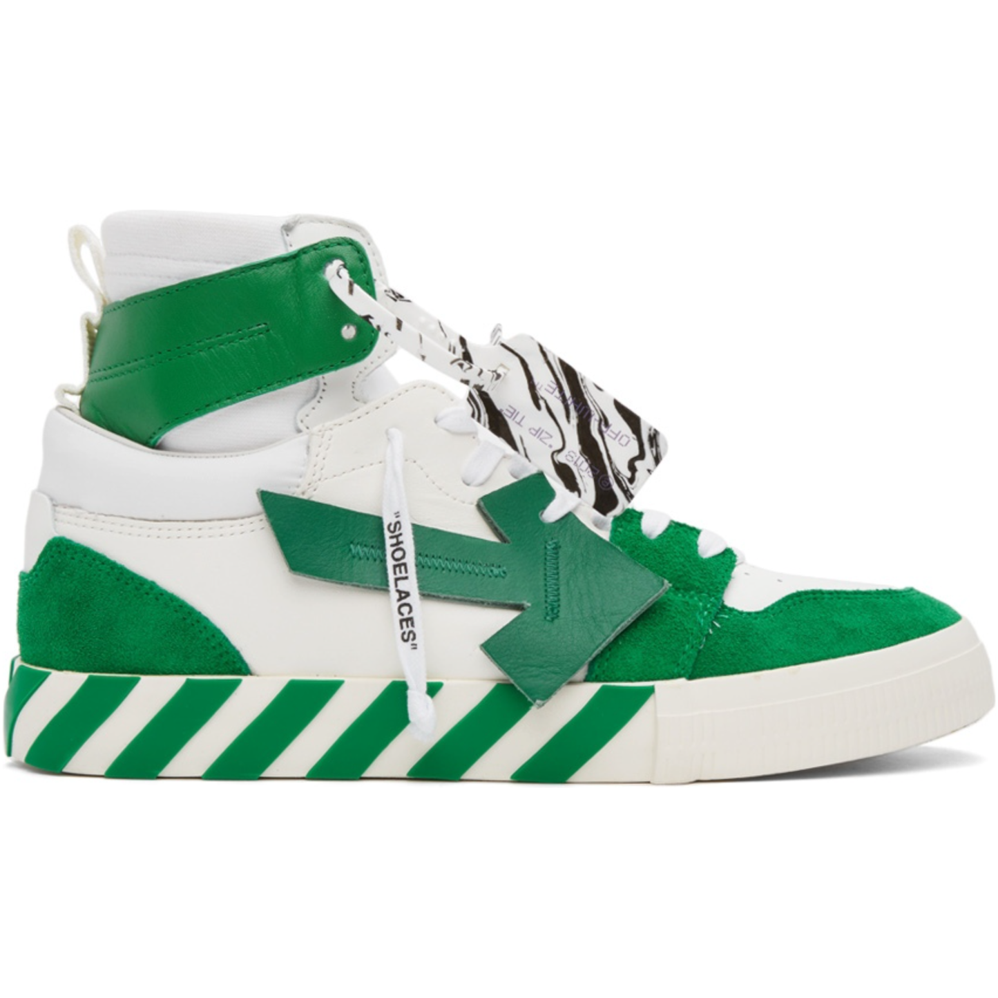 Off-White High Top Vulcanized Leather White Green