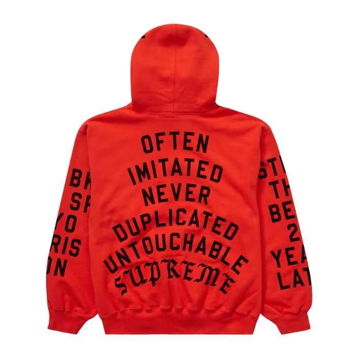 Supreme Team Flocked Hooded Sweatshirt Bright Red