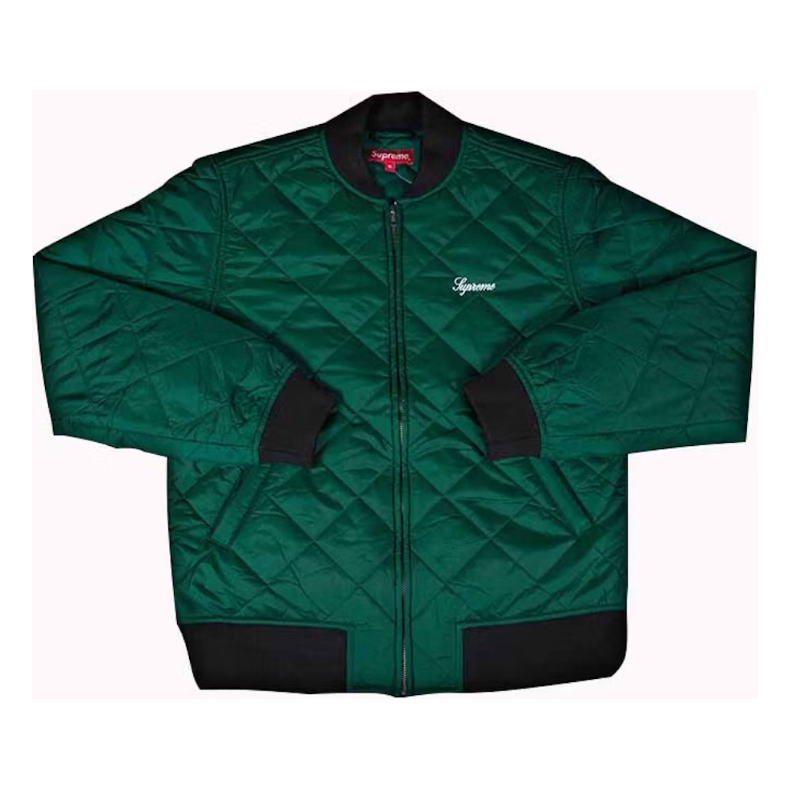 Supreme Sequin Patch Quilted Bomber Jacket Pine Green