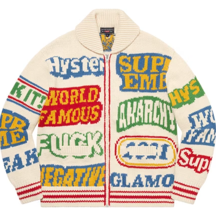 Supreme Hysteric Glamour Logos zip up sweater Natural