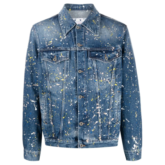 Off-White Paint Skate Denim Jacket Blue